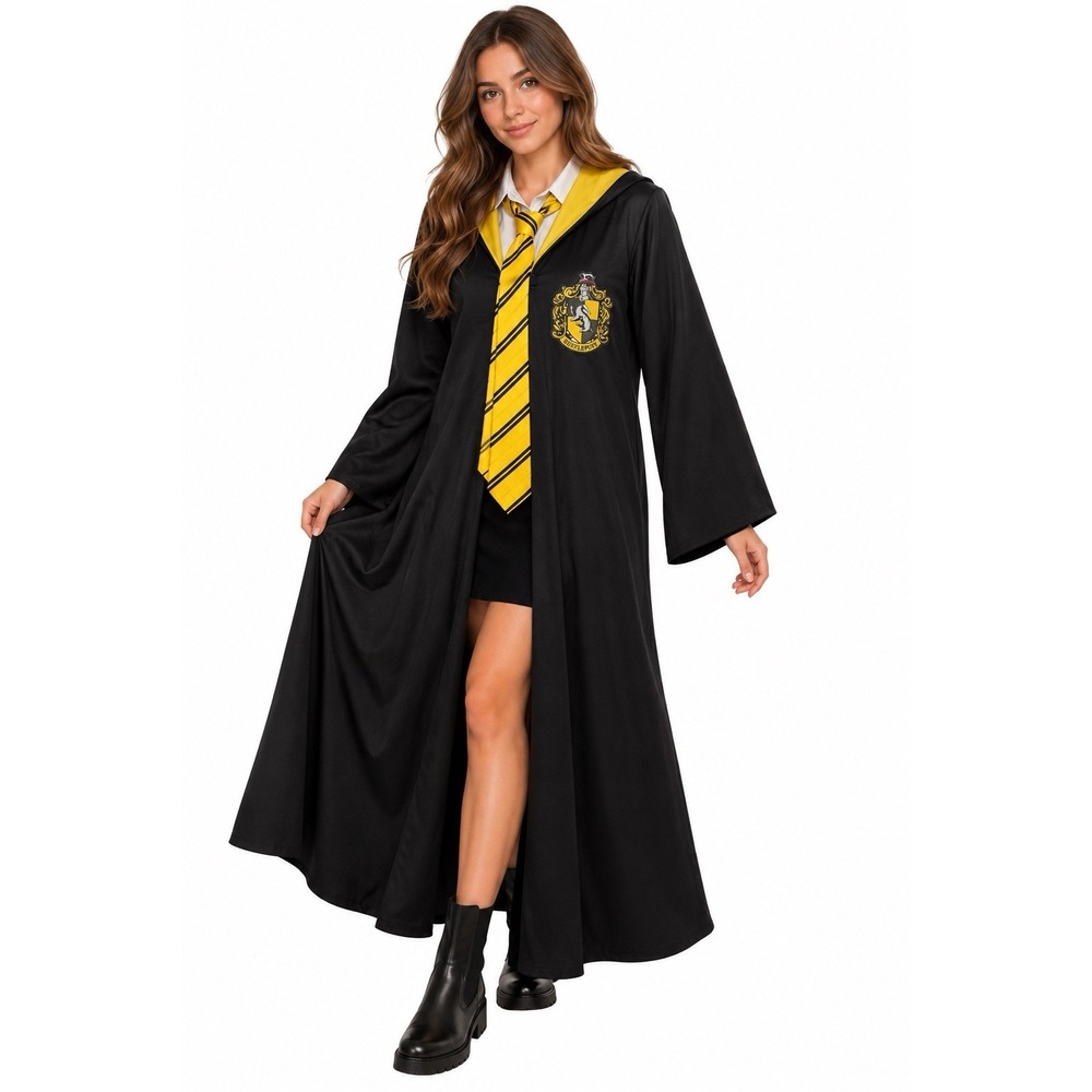 Harry Potter Hufflepuff Adult Robe Costume Tie Hogwarts Halloween Cosplay